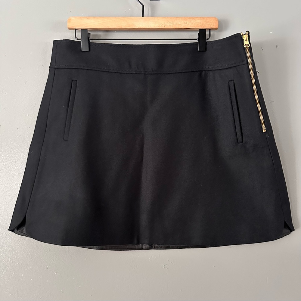 J. Crew Black Mini Skirt with Gold Zipper